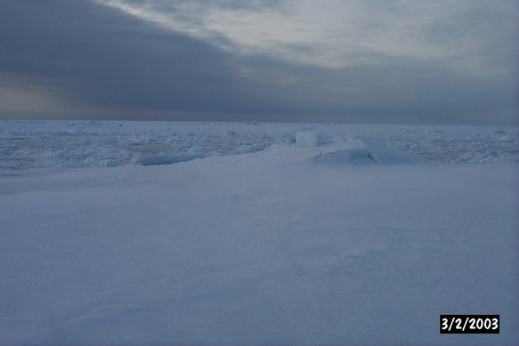 People on cobble ice