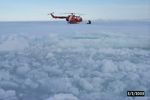 People on cobble ice