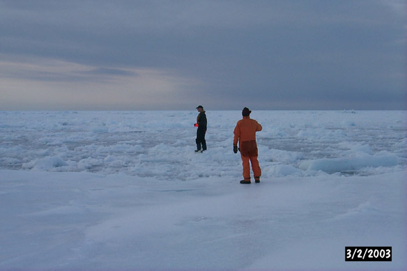 People on cobble ice