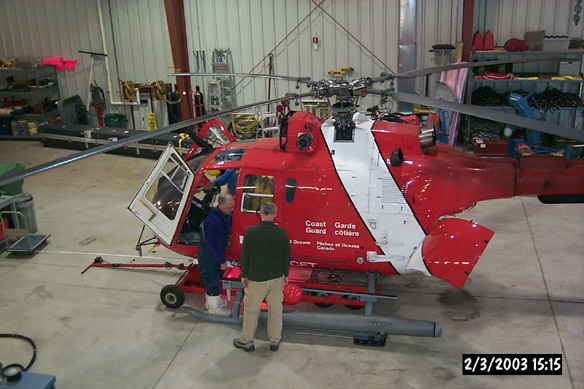 CCG Helicopter (exterior in hangar)